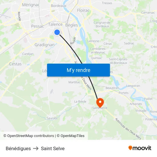 Bénédigues to Saint Selve map