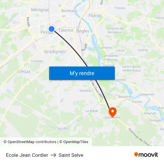 Ecole Jean Cordier to Saint Selve map
