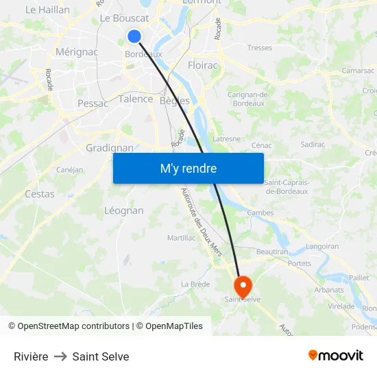 Rivière to Saint Selve map