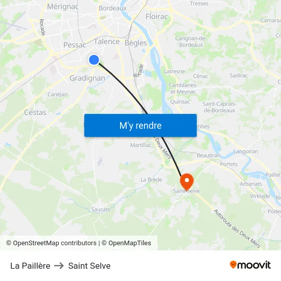 La Paillère to Saint Selve map