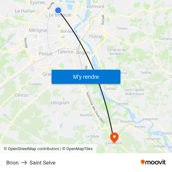 Brion to Saint Selve map