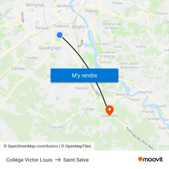 Collège Victor Louis to Saint Selve map