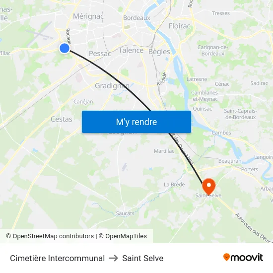 Cimetière Intercommunal to Saint Selve map