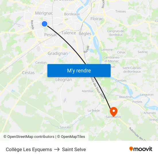 Collège Les Eyquems to Saint Selve map