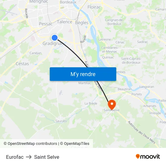 Eurofac to Saint Selve map