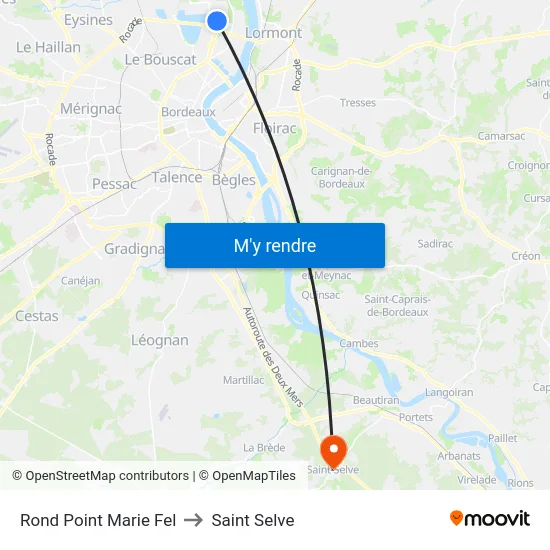 Rond Point Marie Fel to Saint Selve map