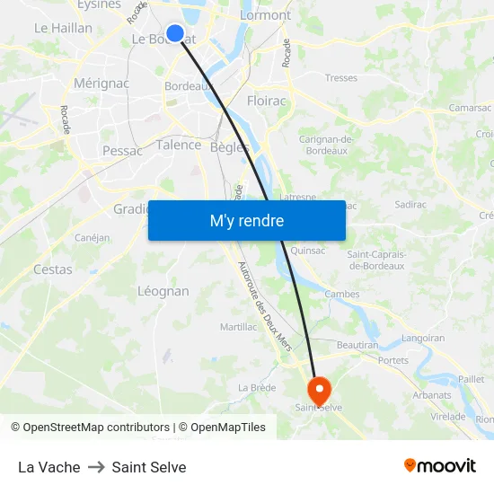 La Vache to Saint Selve map