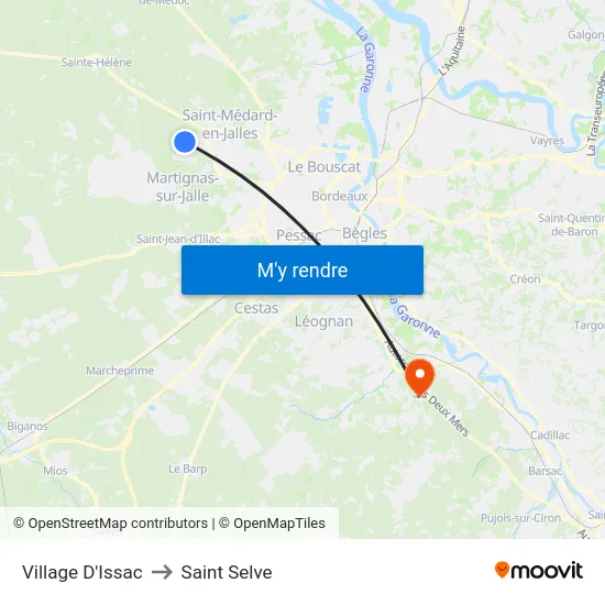Village D'Issac to Saint Selve map