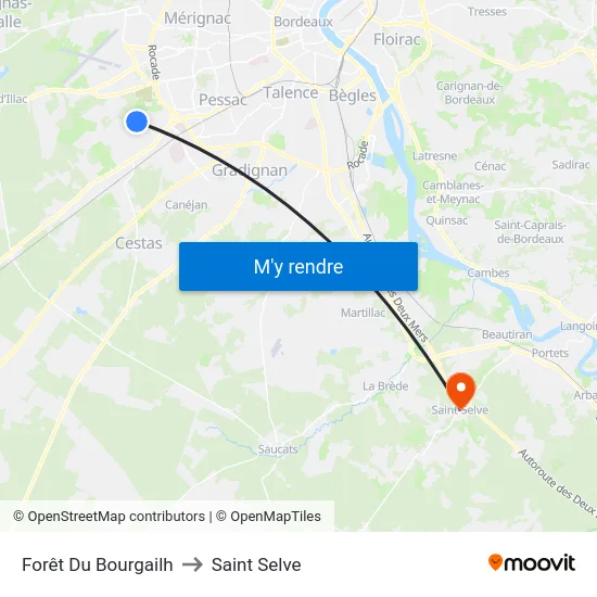 Forêt Du Bourgailh to Saint Selve map