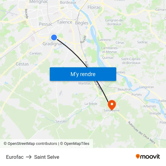 Eurofac to Saint Selve map