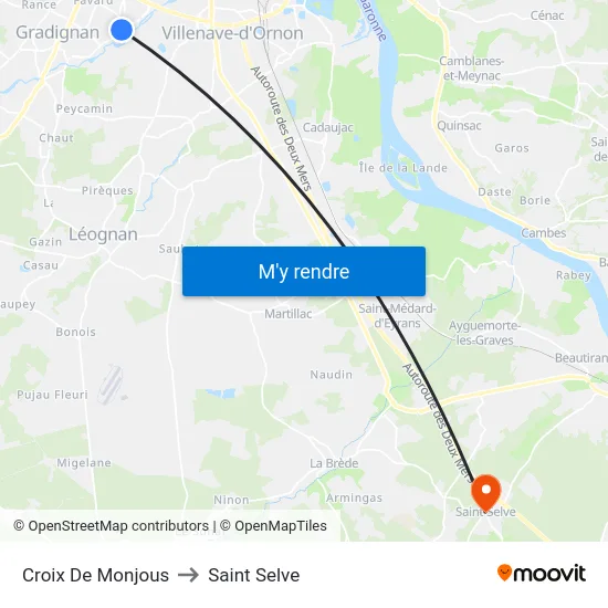 Croix De Monjous to Saint Selve map