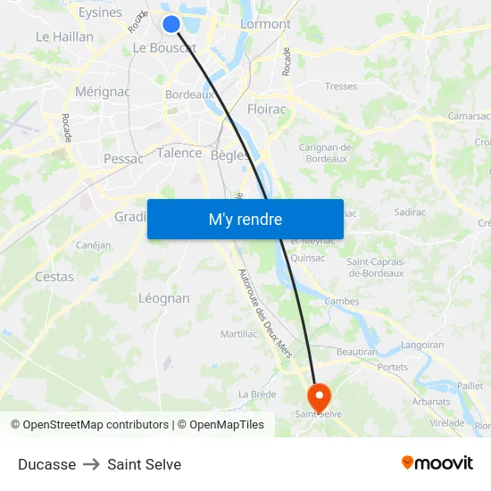 Ducasse to Saint Selve map
