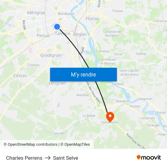 Charles Perrens to Saint Selve map