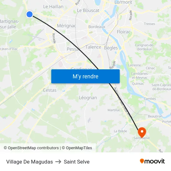 Village De Magudas to Saint Selve map