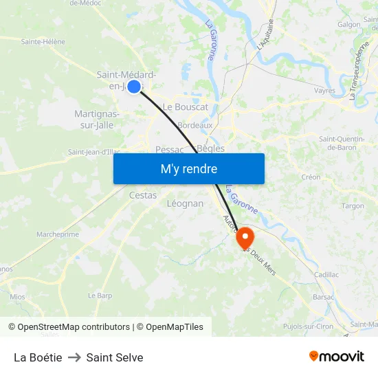 La Boétie to Saint Selve map