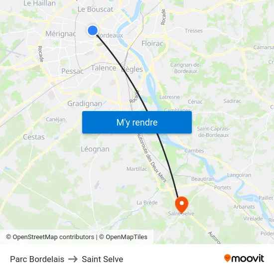 Parc Bordelais to Saint Selve map