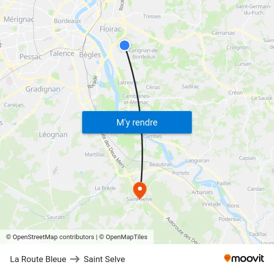 La Route Bleue to Saint Selve map