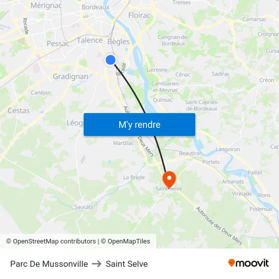 Parc De Mussonville to Saint Selve map