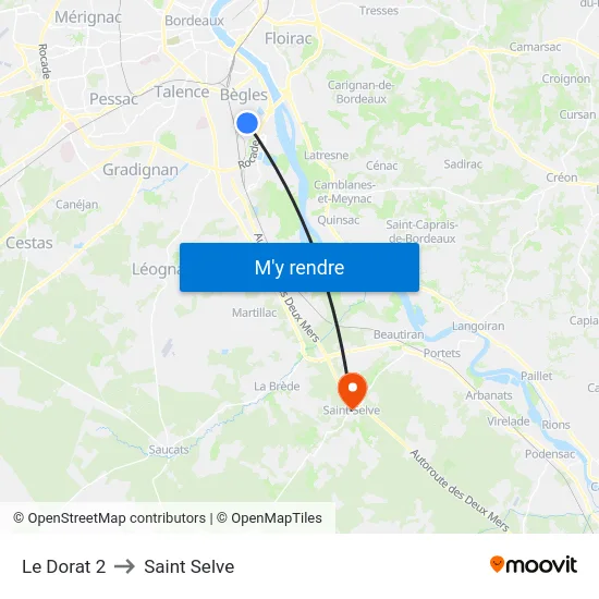 Le Dorat 2 to Saint Selve map