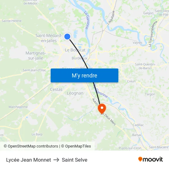 Lycée Jean Monnet to Saint Selve map