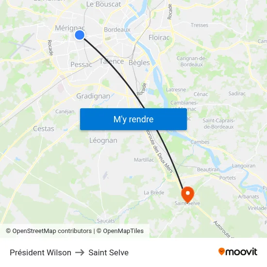 Président Wilson to Saint Selve map