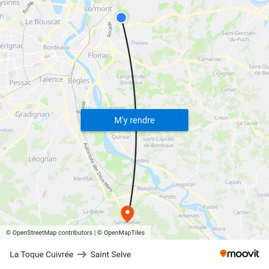 La Toque Cuivrée to Saint Selve map