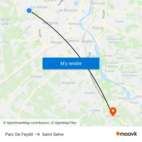 Parc De Feydit to Saint Selve map