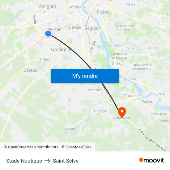 Stade Nautique to Saint Selve map