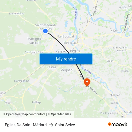 Eglise De Saint-Médard to Saint Selve map