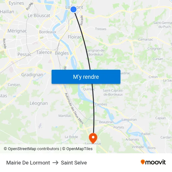 Mairie De Lormont to Saint Selve map