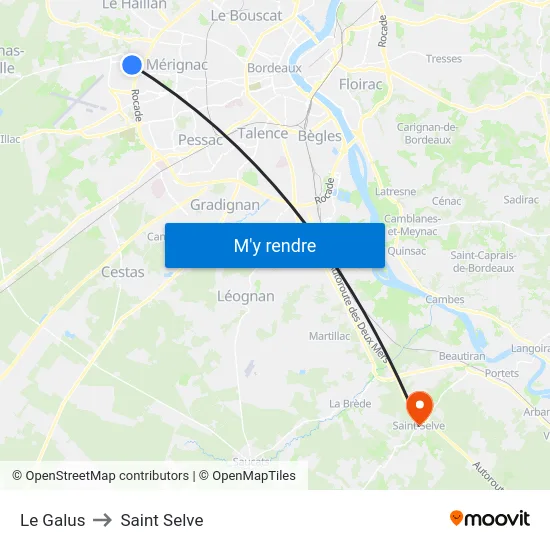 Le Galus to Saint Selve map