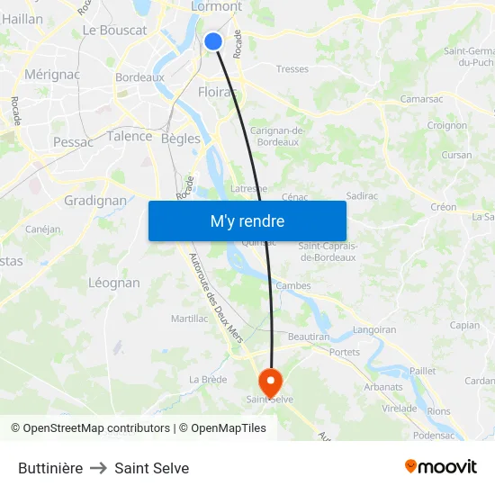 Buttinière to Saint Selve map