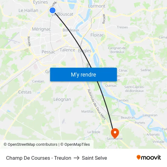 Champ De Courses - Treulon to Saint Selve map