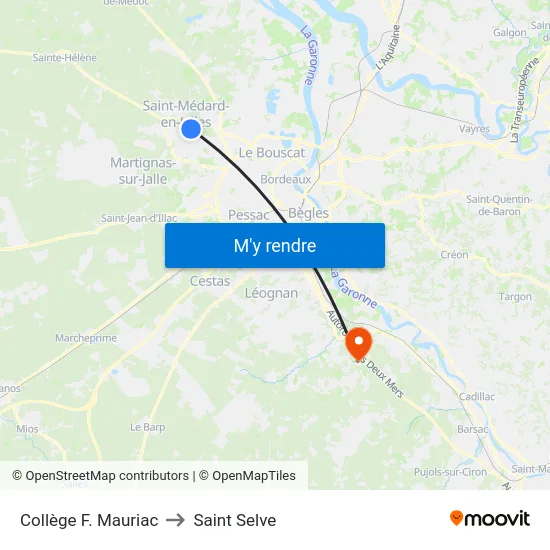 Collège F. Mauriac to Saint Selve map