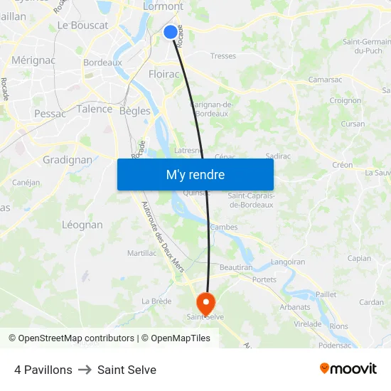 4 Pavillons to Saint Selve map