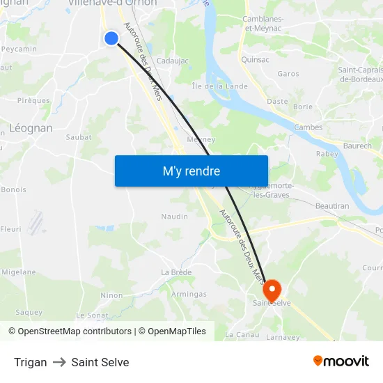 Trigan to Saint Selve map