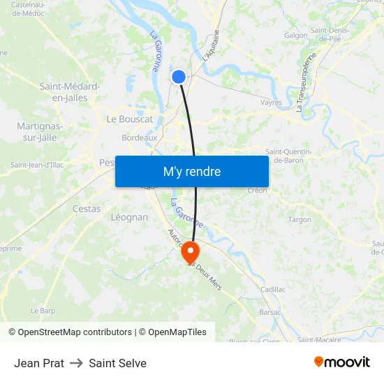 Jean Prat to Saint Selve map