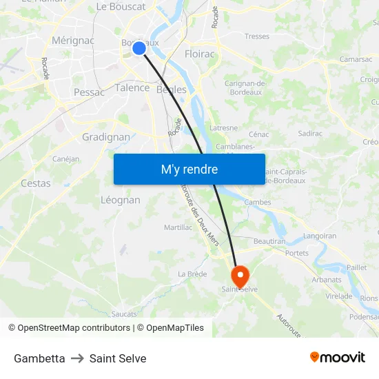 Gambetta to Saint Selve map