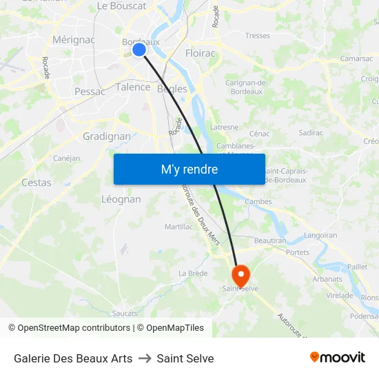 Galerie Des Beaux Arts to Saint Selve map