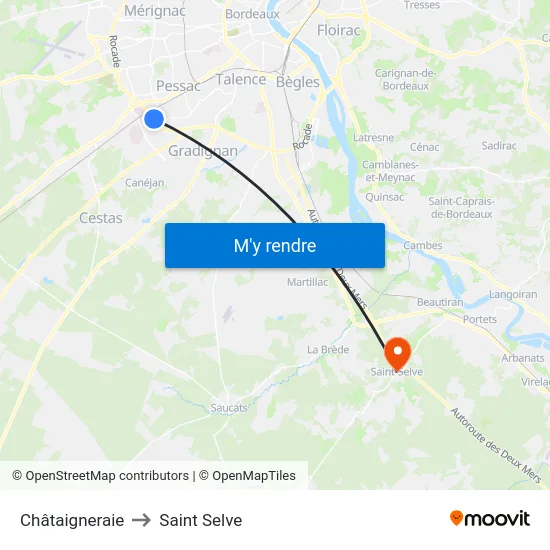 Châtaigneraie to Saint Selve map