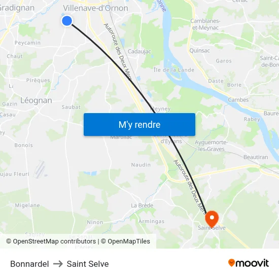 Bonnardel to Saint Selve map
