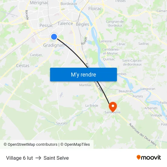 Village 6 Iut to Saint Selve map