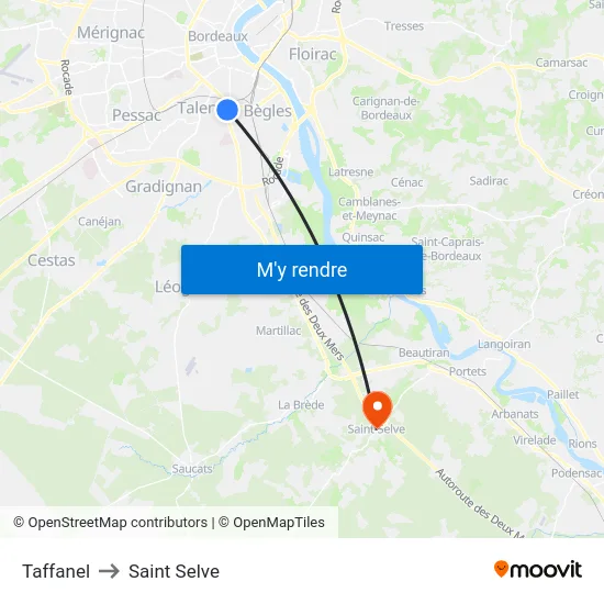 Taffanel to Saint Selve map