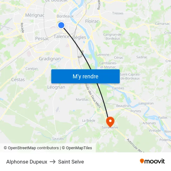 Alphonse Dupeux to Saint Selve map