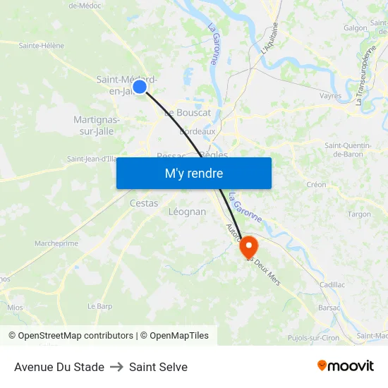 Avenue Du Stade to Saint Selve map