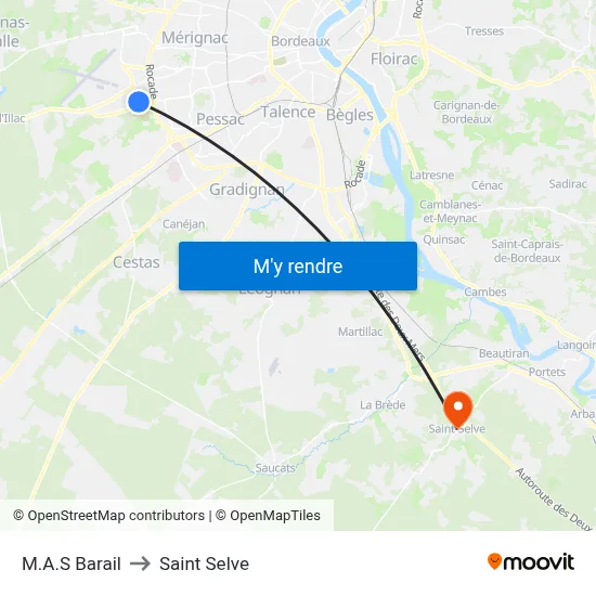 M.A.S Barail to Saint Selve map