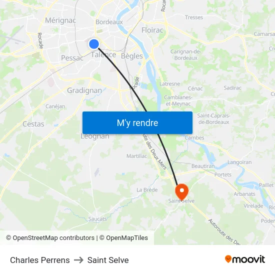 Charles Perrens to Saint Selve map