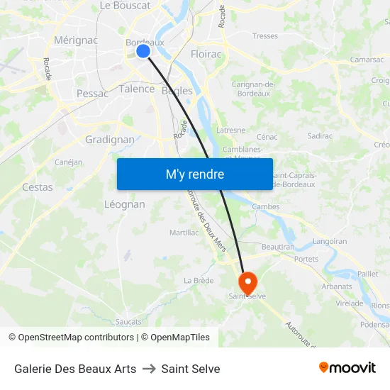 Galerie Des Beaux Arts to Saint Selve map