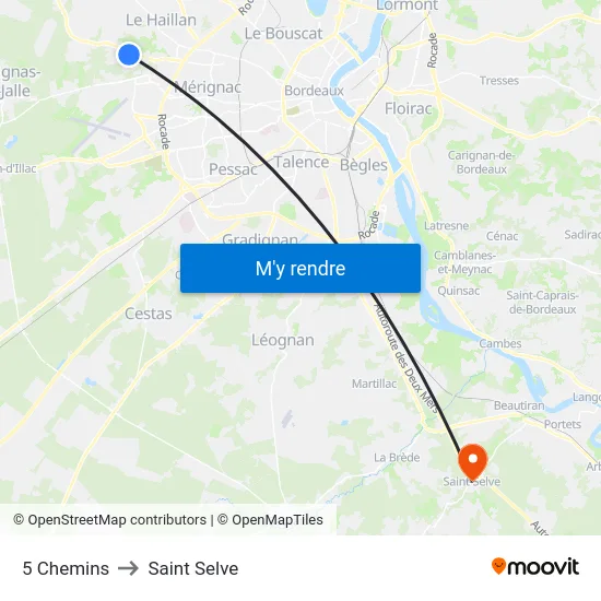5 Chemins to Saint Selve map
