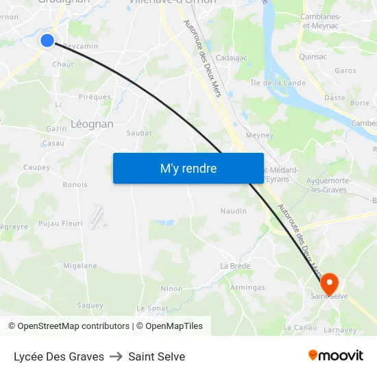 Lycée Des Graves to Saint Selve map